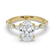 The Vega Ring — Oval with Marquise & Round Accents Lab-Grown Diamond Engagement Ring in Yellow Gold | The Jewel Concierge