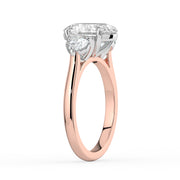 The Annalise Ring — Oval and Round Trilogy Lab-Grown Diamond Engagement Ring in Two-Tone Rose and White Gold | The Jewel Concierge