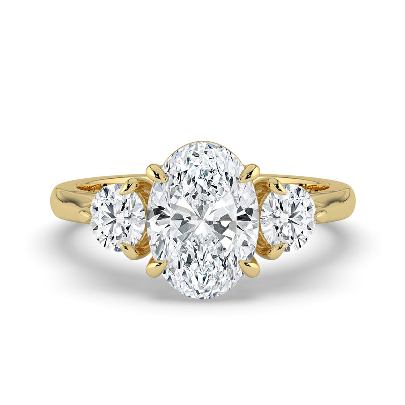 The Annalise Ring – Oval and Round Trilogy in 14K Yellow Gold – The Jewel Concierge