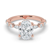 The Vega Ring — Oval with Marquise & Round Accents Lab-Grown Diamond Engagement Ring in Rose Gold | The Jewel Concierge