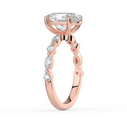 The Vega Ring — Oval with Marquise & Round Accents Lab-Grown Diamond Engagement Ring in Rose Gold | The Jewel Concierge