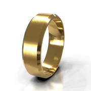 The Oliver Ring — Brushed Flat Bevelled Edge Men's Wedding Band in Yellow Gold | The Jewel Concierge