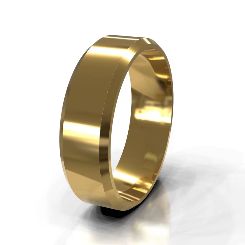 The Oliver Ring - Polished Flat Bevelled Edge Men's Wedding Band