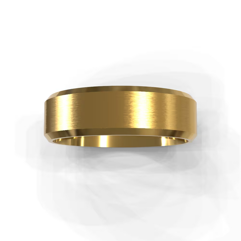 The Oliver Ring – Brushed Flat Bevelled Edge Men’s Wedding Band – The Jewel Concierge