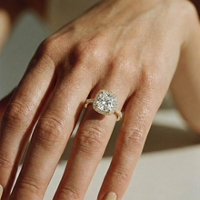 The Phoenix Ring - Cushion Solitaire with Hidden Halo & Pavé Band