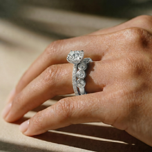 The Phoenix Ring – 4 Claw Round Solitaire with Hidden Halo & Pavé Band in 18K White Gold– The Jewel Concierge