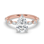 The Vega Ring — Pear with Marquise & Round Accents Lab-Grown Diamond Engagement Ring in Two-Tone Rose and White Gold | The Jewel Concierge