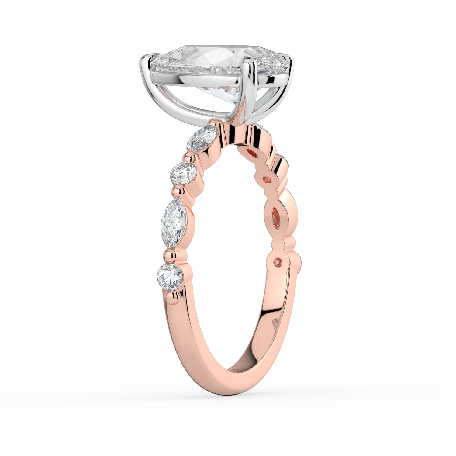The Vega Ring - Pear with Marquise & Round Accents