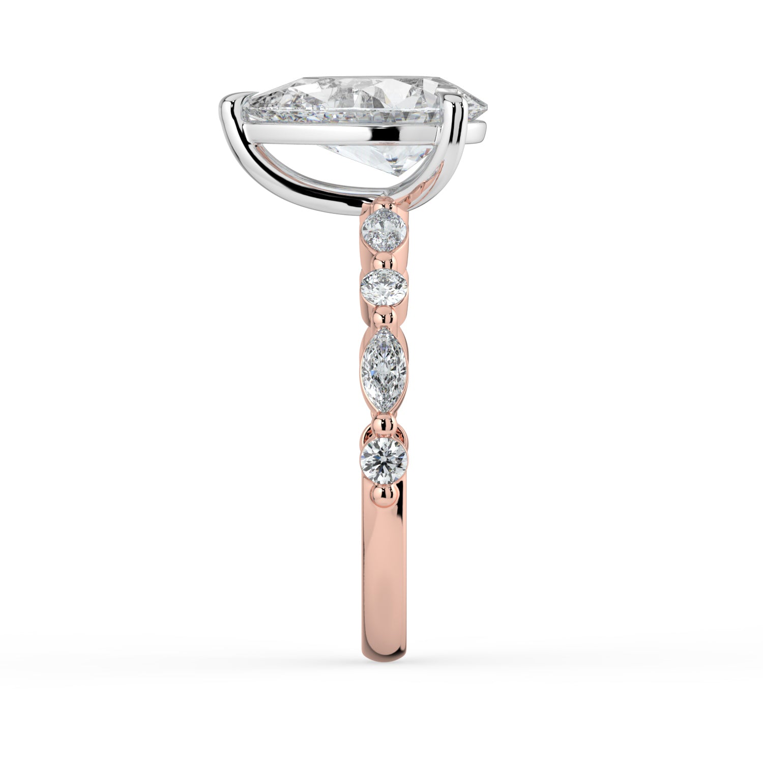 The Vega Ring - Pear with Marquise & Round Accents