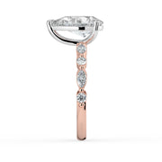 The Vega Ring — Pear with Marquise & Round Accents Lab-Grown Diamond Engagement Ring in Two-Tone Rose and White Gold | The Jewel Concierge
