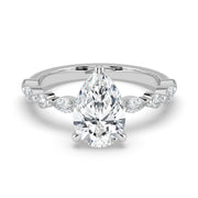 The Vega Ring — Pear with Marquise & Round Accents Lab-Grown Diamond Engagement Ring in White Gold | The Jewel Concierge