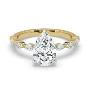 The Vega Ring — Pear with Marquise & Round Accents Lab-Grown Diamond Engagement Ring in Two-Tone Yellow and White Gold | The Jewel Concierge