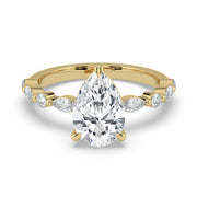 The Vega Ring — Pear with Marquise & Round Accents Lab-Grown Diamond Engagement Ring in Yellow Gold | The Jewel Concierge