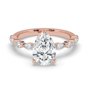 The Vega Ring — Pear with Marquise & Round Accents Lab-Grown Diamond Engagement Ring in Rose Gold | The Jewel Concierge