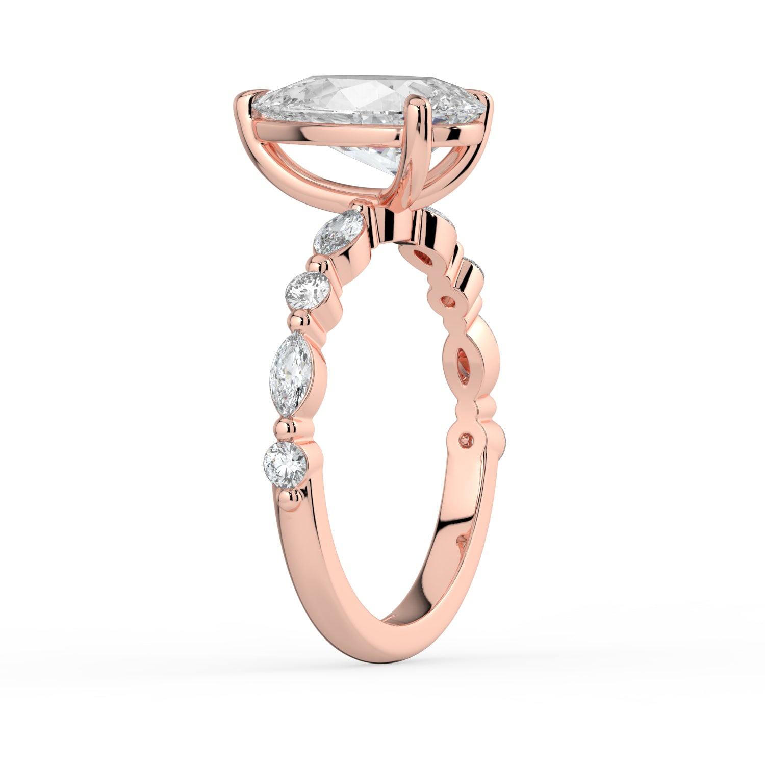 The Vega Ring - Pear with Marquise & Round Accents