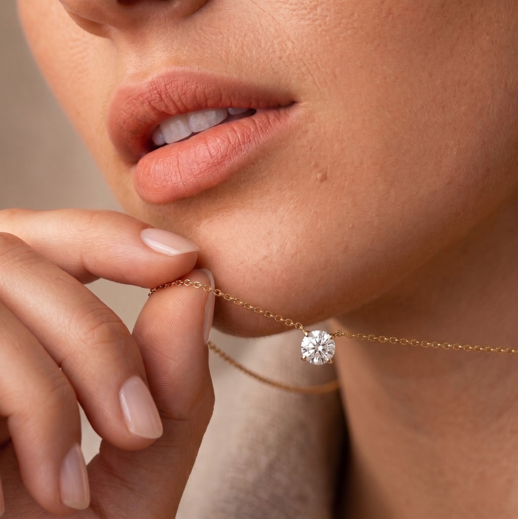 The Caelina Necklace — Round Lab-Grown Diamond Pendant | The Jewel Concierge