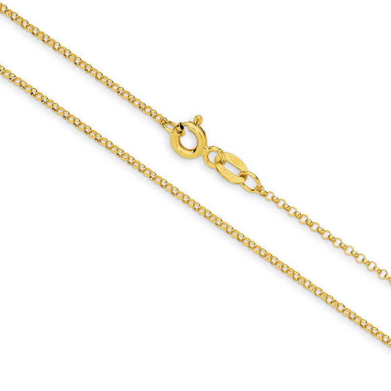 Gold chain necklace on a white background