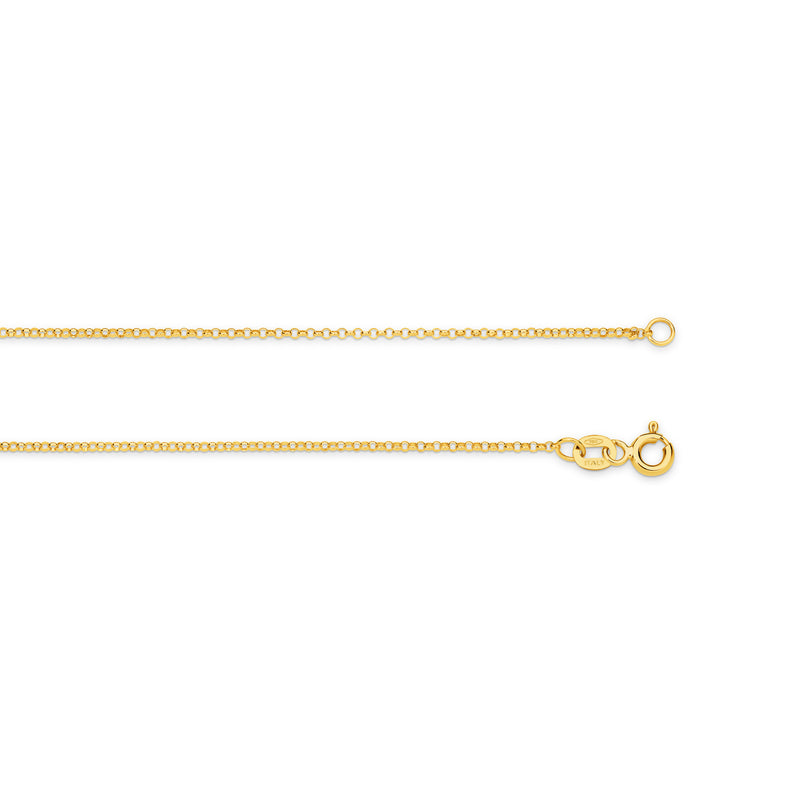 Gold chain necklace on a white background