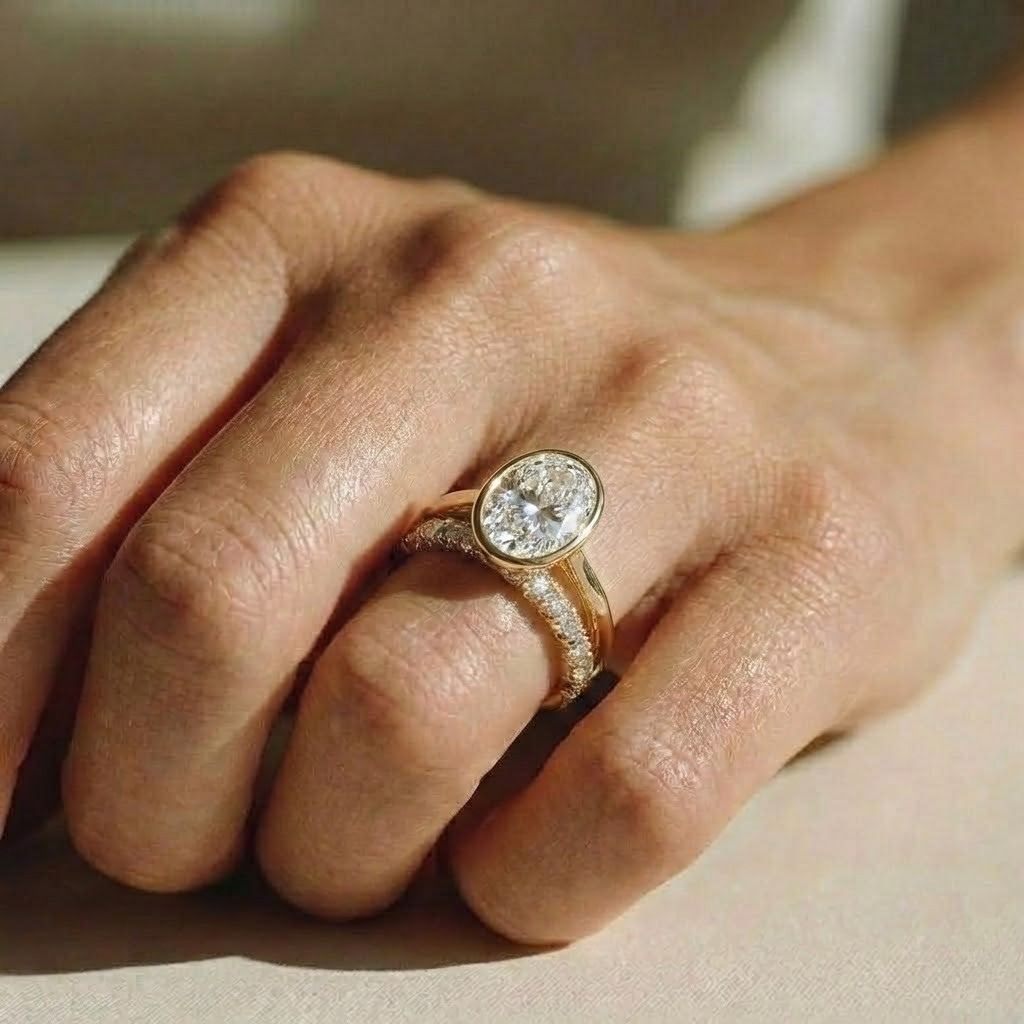 The Polaris Ring – Oval Bezel Solitaire in 14K White Gold – The Jewel Concierge