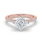 The Zariya Ring - Asscher Cathedral Solitaire with Hidden Halo & Pavé Band