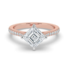 The Zariya Ring - Asscher Cathedral Solitaire with Hidden Halo & Pavé Band