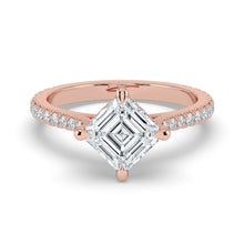 The Zariya Ring - Asscher Cathedral Solitaire with Hidden Halo & Pavé Band