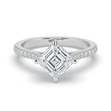 The Zariya Ring - Asscher Cathedral Solitaire with Hidden Halo & Pavé Band