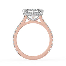 The Zariya Ring - Asscher Cathedral Solitaire with Hidden Halo & Pavé Band
