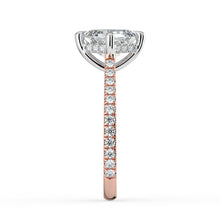 The Zariya Ring - Asscher Cathedral Solitaire with Hidden Halo & Pavé Band