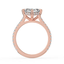 The Zariya Ring - Asscher Cathedral Solitaire with Hidden Halo & Pavé Band