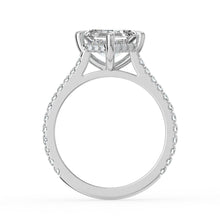 The Zariya Ring - Asscher Cathedral Solitaire with Hidden Halo & Pavé Band
