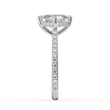 The Zariya Ring - Asscher Cathedral Solitaire with Hidden Halo & Pavé Band