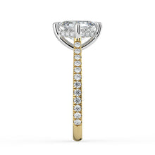 The Zariya Ring - Asscher Cathedral Solitaire with Hidden Halo & Pavé Band