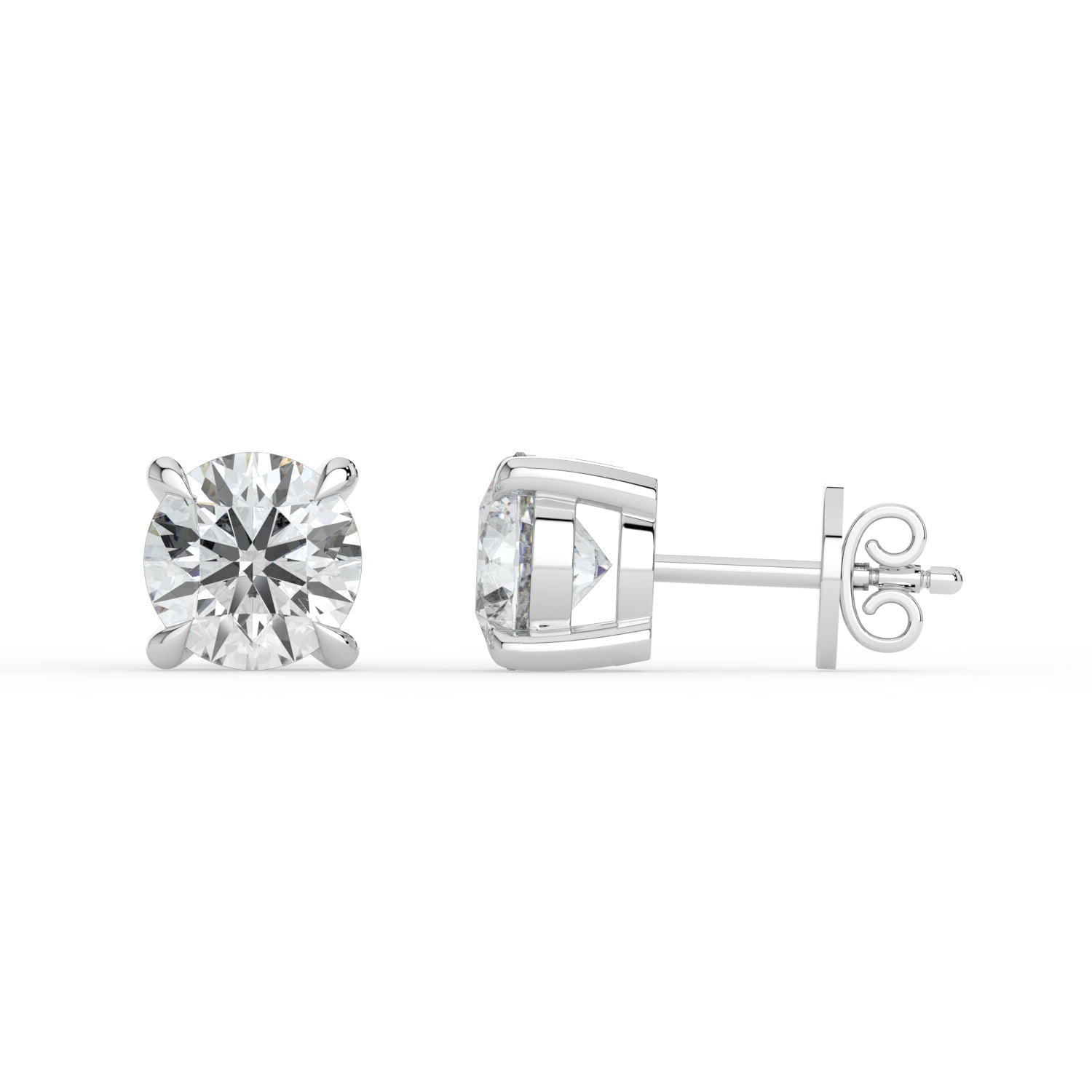The Althea Earrings - 4 Claw Round Cut Studs