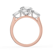 The Maia Ring — Round & Baguette Trilogy Lab-Grown Diamond Engagement Ring in Two-Tone Rose and White Gold | The Jewel Concierge