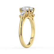 The Maia Ring — Round & Baguette Trilogy Lab-Grown Diamond Engagement Ring in Yellow Gold | The Jewel Concierge