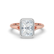 The Gabriella Ring — Radiant Bezel with Split Band Lab-Grown Diamond Engagement Ring in Two-Tone Rose and White Gold | The Jewel Concierge