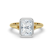 The Gabriella Ring — Radiant Bezel with Split Band Lab-Grown Diamond Engagement Ring in Two-Tone Yellow and White Gold | The Jewel Concierge