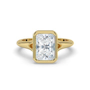 The Gabriella Ring — Radiant Bezel with Split Band Lab-Grown Diamond Engagement Ring in Yellow Gold | The Jewel Concierge