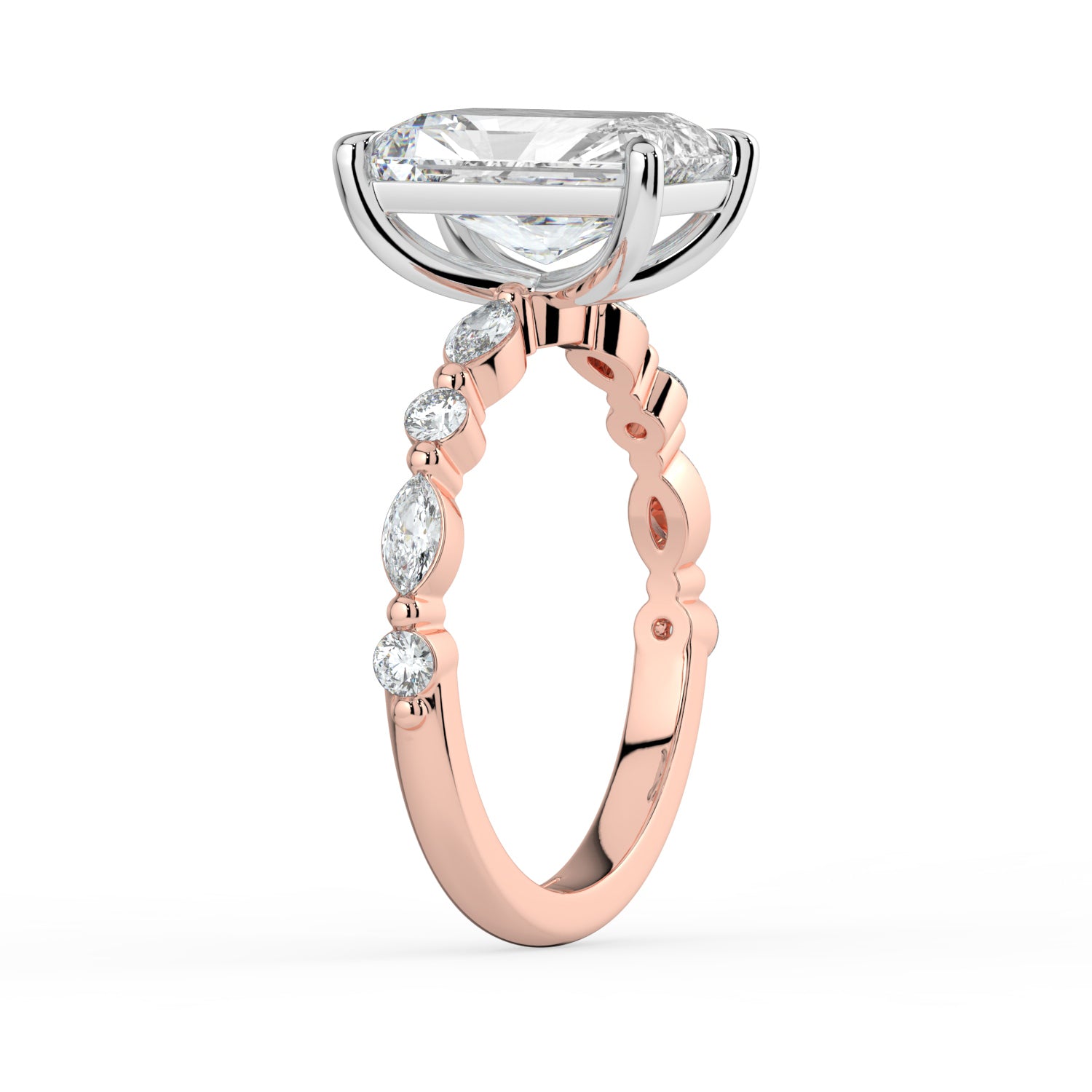 The Vega Ring - Radiant with Marquise & Round Accents
