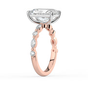 The Vega Ring – Radiant with Marquise & Round Accents in 18K White Gold and Rose Gold – The Jewel Concierge