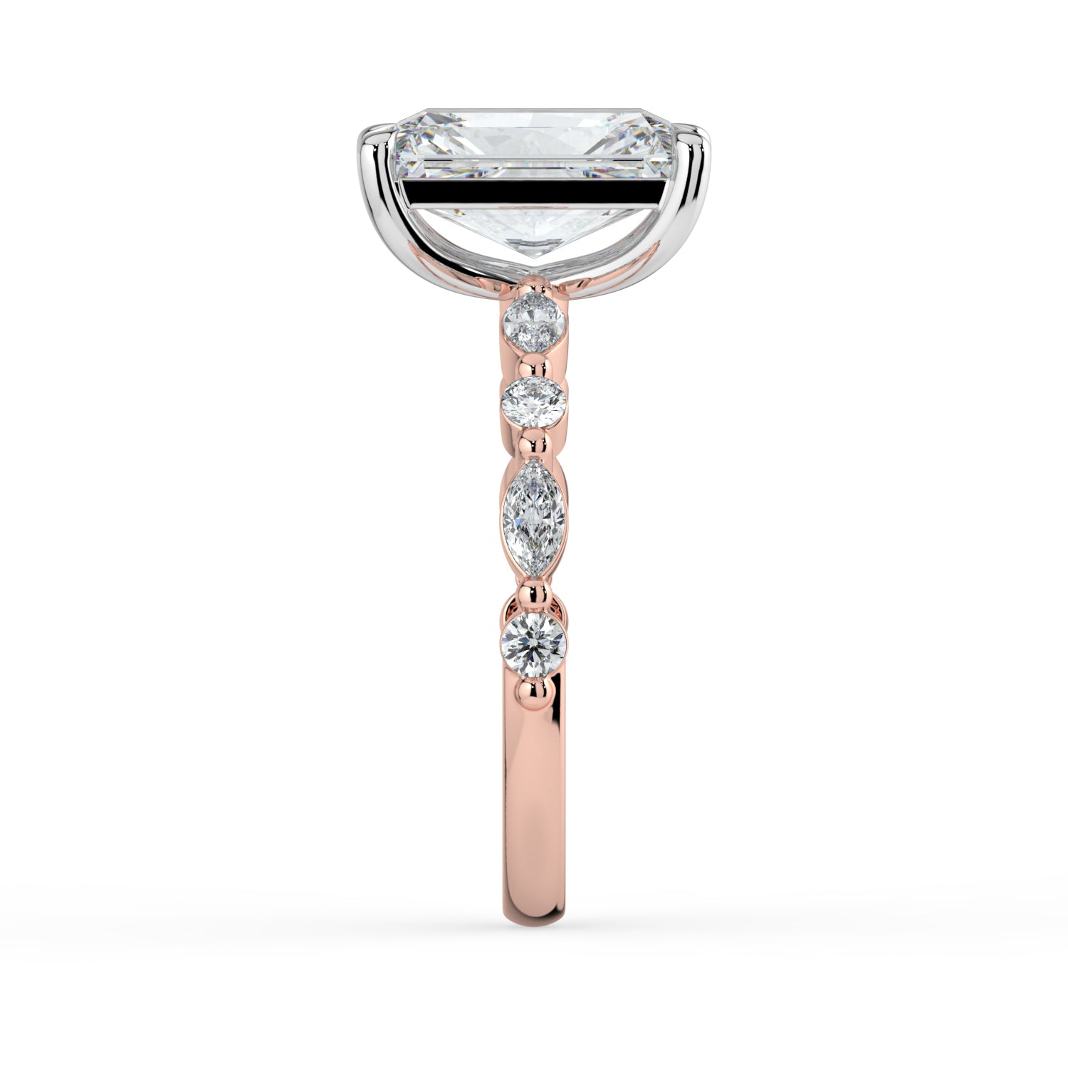 The Vega Ring - Radiant with Marquise & Round Accents