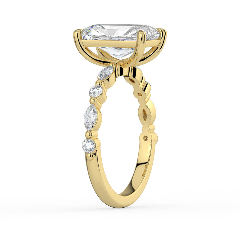 The Vega Ring - Radiant with Marquise & Round Accents