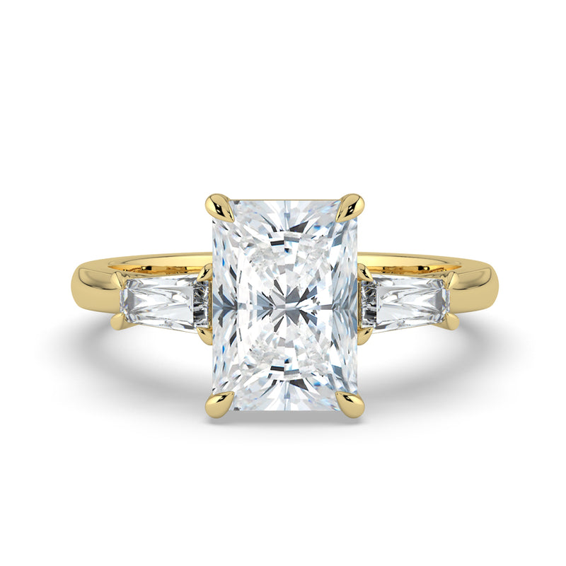 The Maia Ring – Radiant & Baguette Trilogy in 14K Yellow Gold – The Jewel Concierge