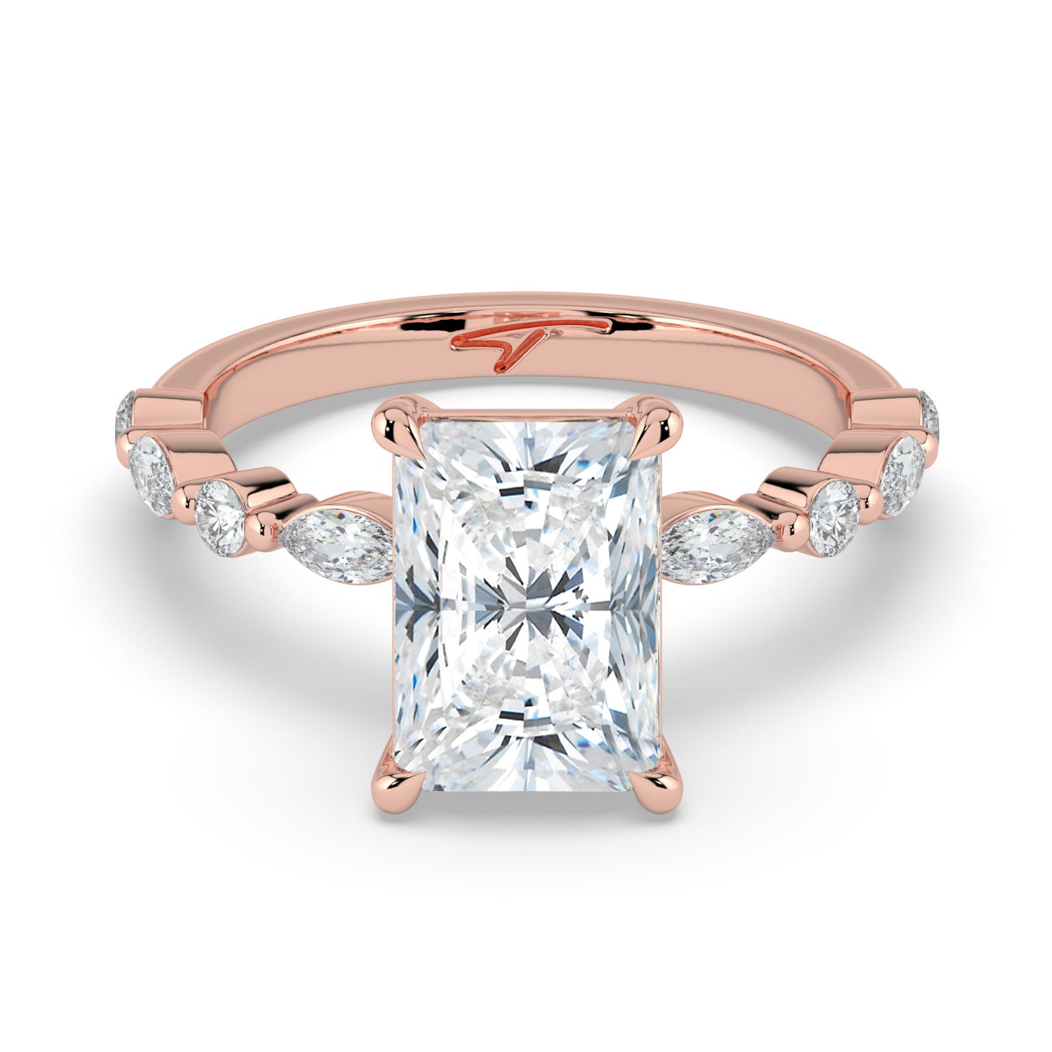 The Vega Ring - Radiant with Marquise & Round Accents