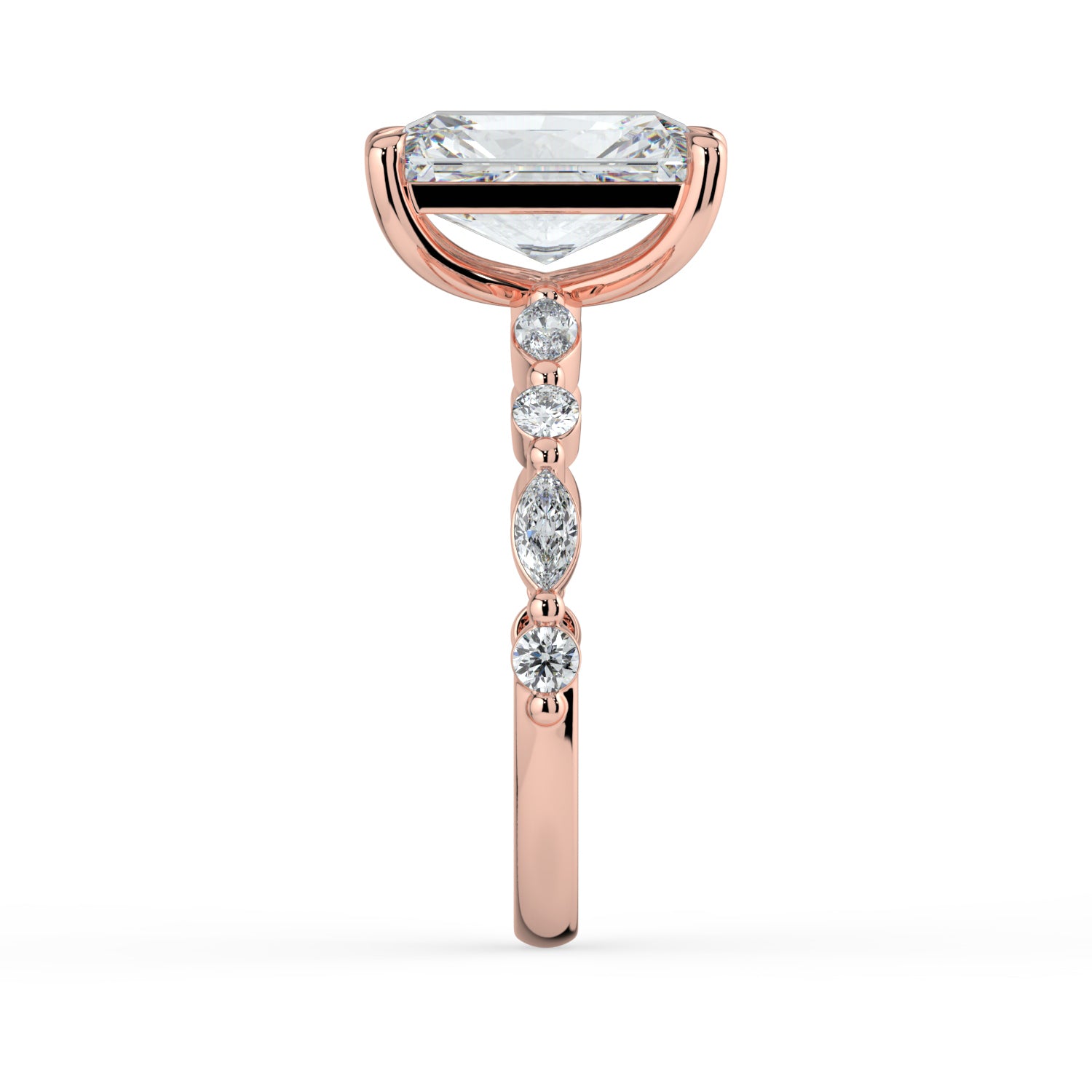 The Vega Ring - Radiant with Marquise & Round Accents