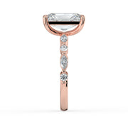 The Vega Ring – Radiant with Marquise & Round Accents in 18K Rose Gold – The Jewel Concierge