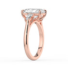 The Maia Ring — Radiant & Baguette Trilogy Lab-Grown Diamond Engagement Ring in Rose Gold | The Jewel Concierge