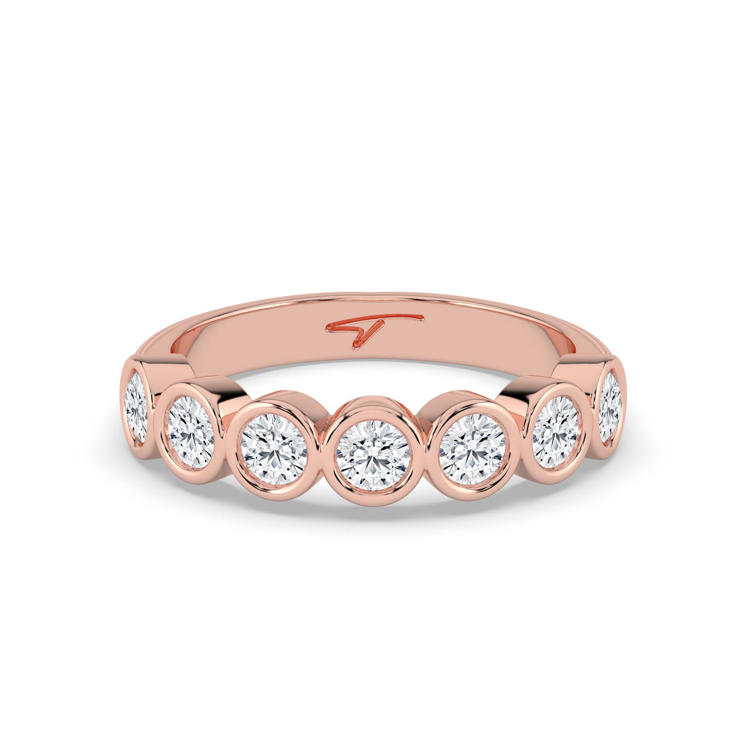 The Sara Ring - Round Bezel Set Half Eternity Band