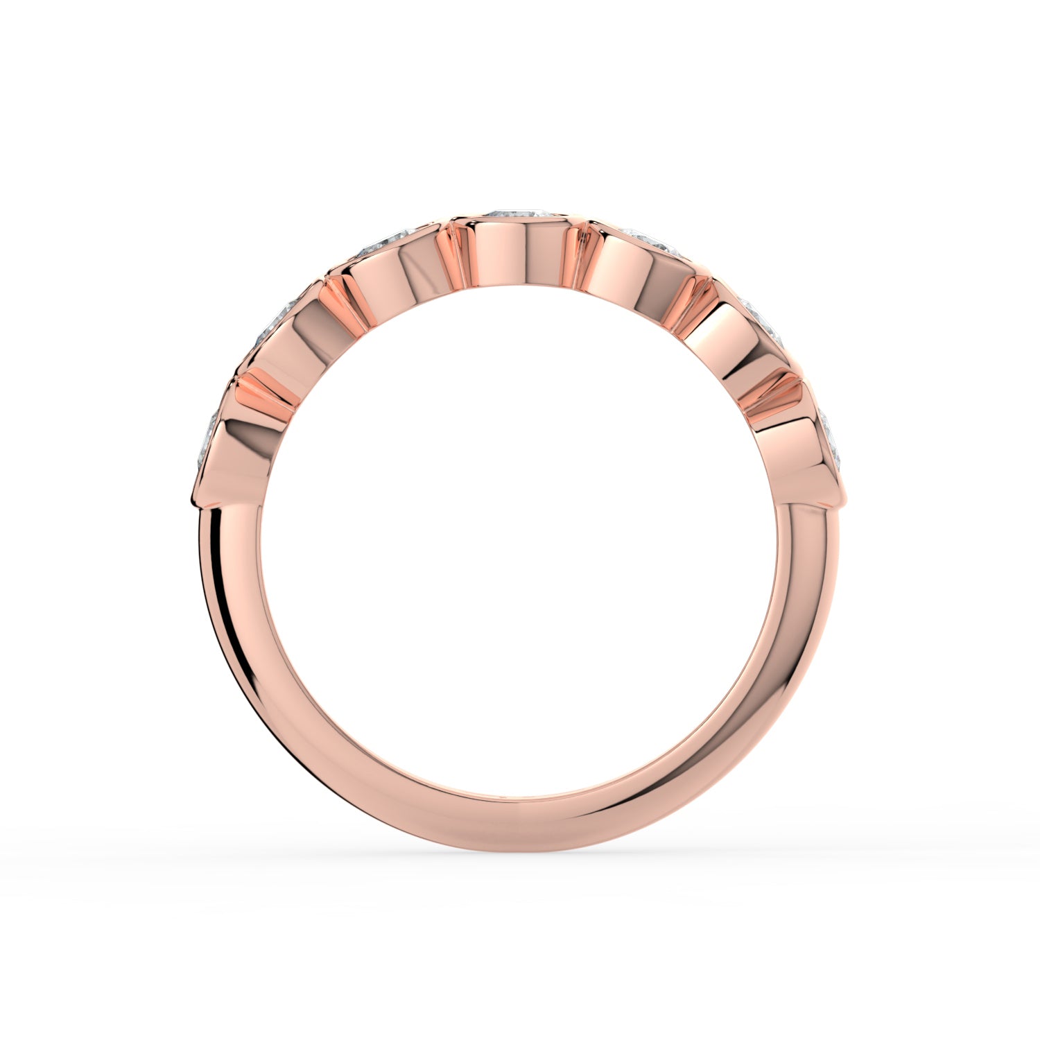 The Sara Ring - Round Bezel Set Half Eternity Band